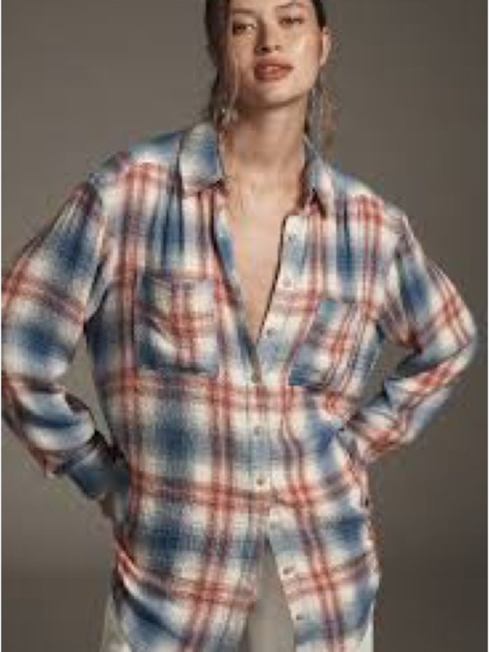 Pilcro Hadley relaxed plaid buttondown shirt